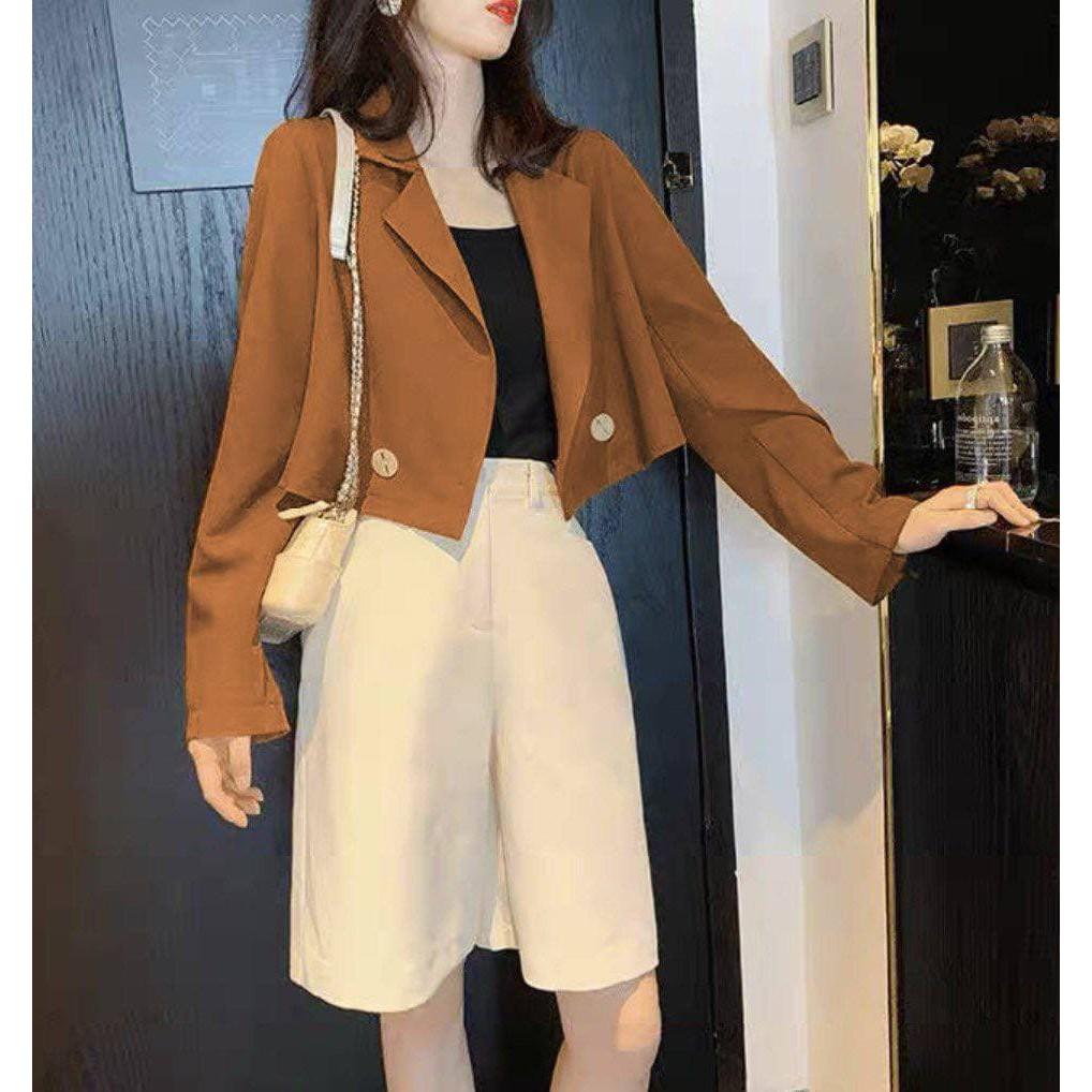 Áo Vest Lửng 2 Khuy (CAM ĐẤT)