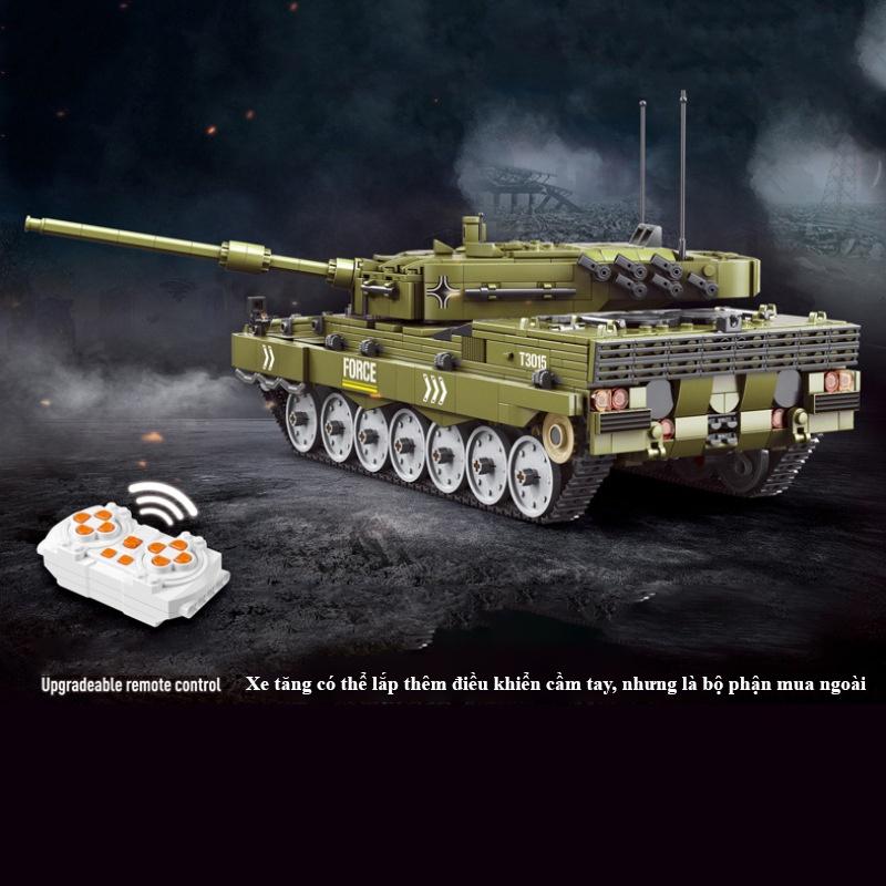 Đồ chơi Lắp ráp Xe Tăng Đức Leopard II, Gaomisi T3015 Amored Tank, Xếp hình thông minh, Mô hình quân sự