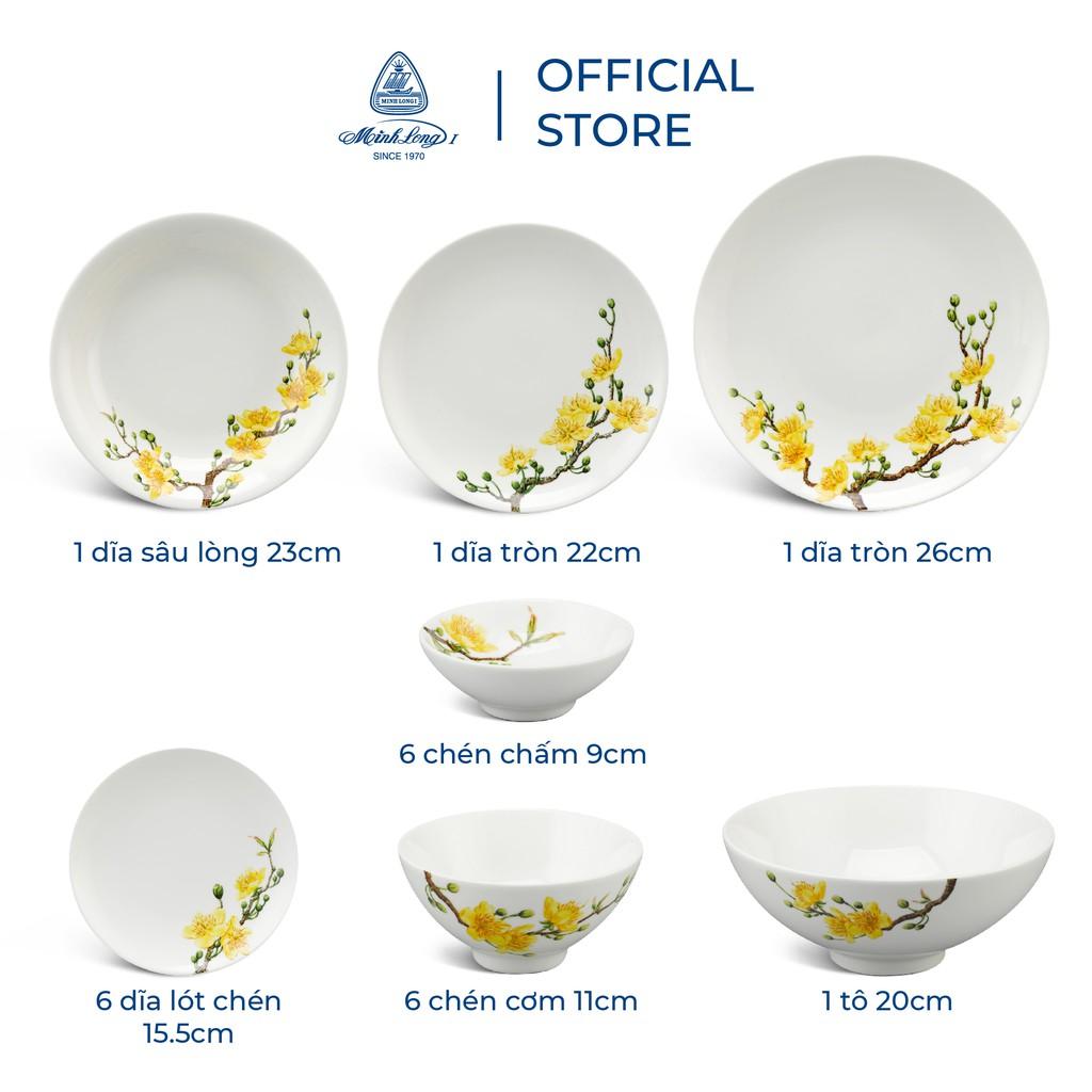 Bộ chén dĩa sứ Minh Long 22 sản phẩm - Daisy IFP - Hoàng Mai