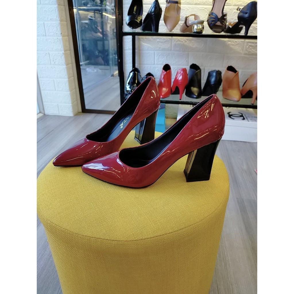 Giày cao gót nữ nghịch màu cao cấp ROSATA RO125 7p gót vuông - HÀNG VIỆT NAM - BKSTORE