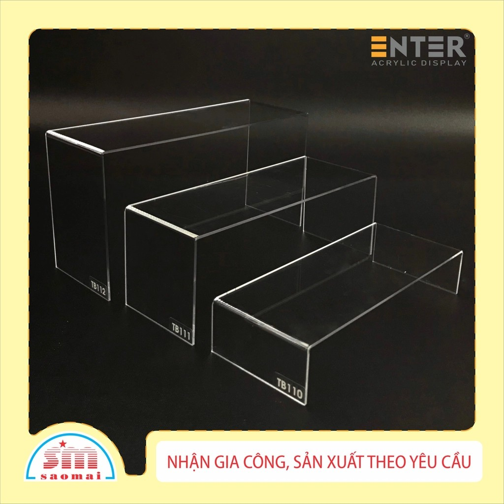 Kệ trưng bày mica 3 mặt uốn Enter TB112 200x80x120mm mica dày 2mm, Kệ livestream, Kệ mica chữ U trong suốt để đồ đa năng (20)