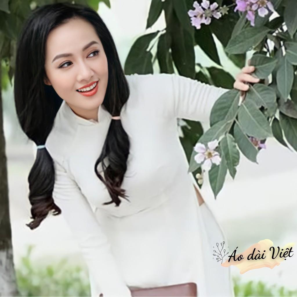 Áo dài trắng nữ học sinh đi học may sẵn truyền thống lụa ng.ọc trai