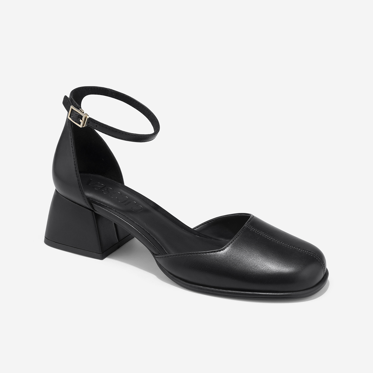 Vascara Giày Bít Mũi Tròn Block Heel Ankle Strap - BMN 0703