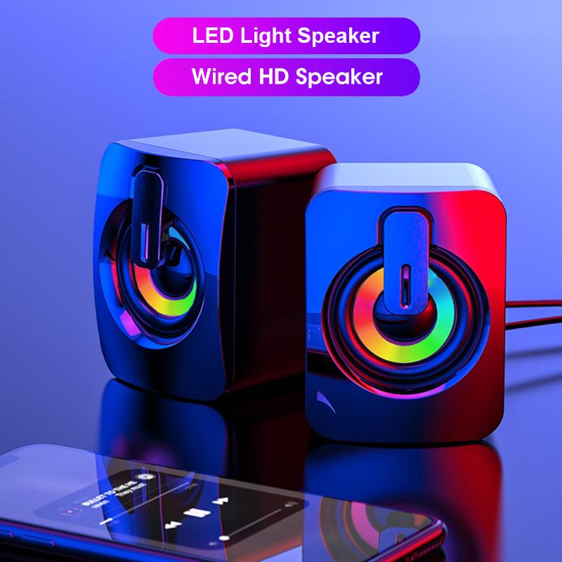 Âm thanh máy tính để bàn loa siêu trầm tại nhà Loa nhỏ Bluetooth có dây USB hỗ trợ âm thanh nhỏ đa phương tiện Màu sắc: Đen Đèn LED