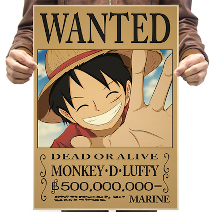 Bộ 9 tấm poster anime dán tường Wanted Băng Mũ Rơm - One Piece