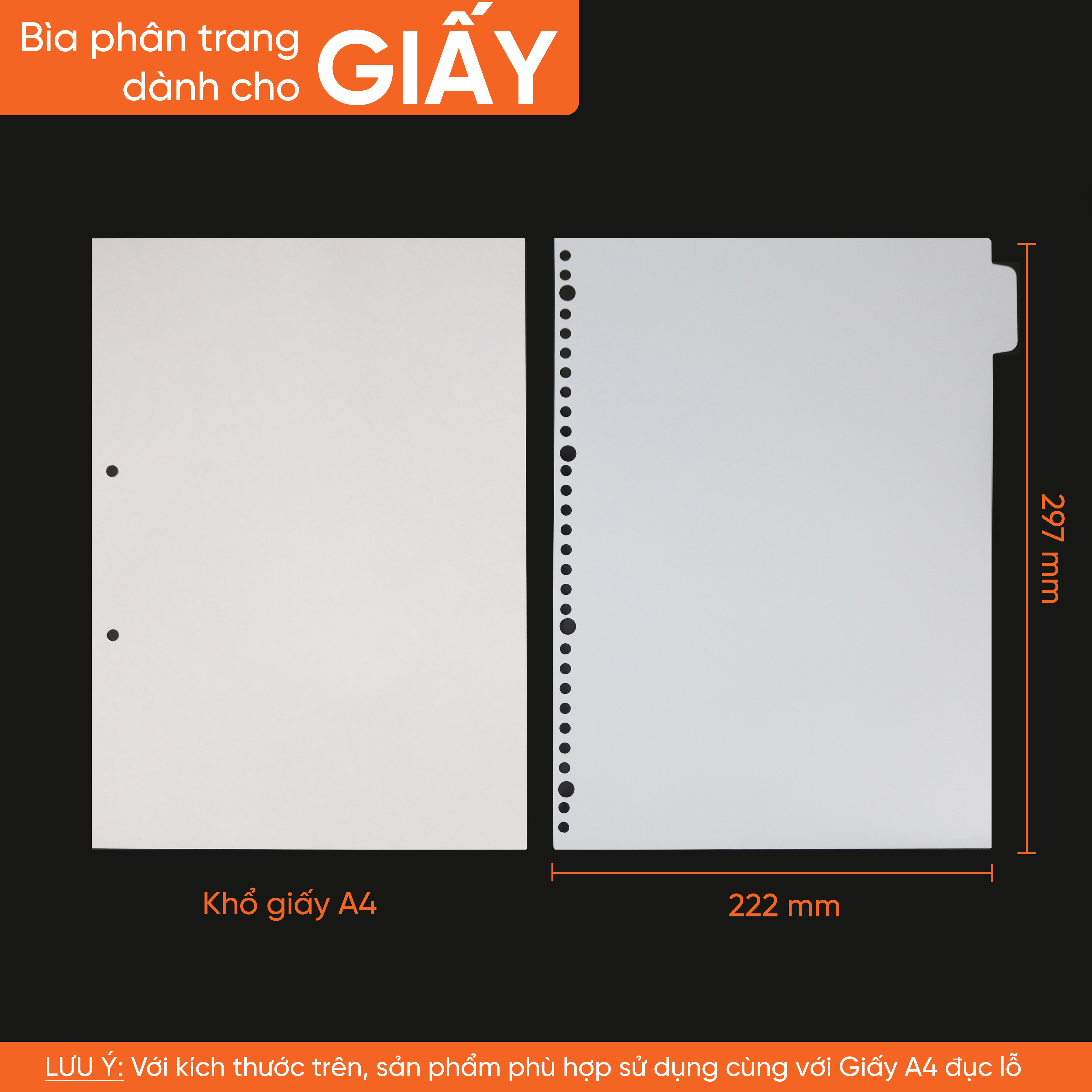 Bìa Phân Trang AO+ Nhựa PP/ A4 (Bộ 6 Tab Phân Mục) Kèm Giấy Dán