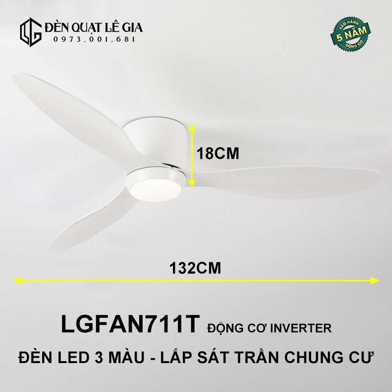 [GIẢM GIÁ SỐC] Quạt Trần Sát Trần LGFAN711V - Gỗ Sồi | Quạt Trần Đèn