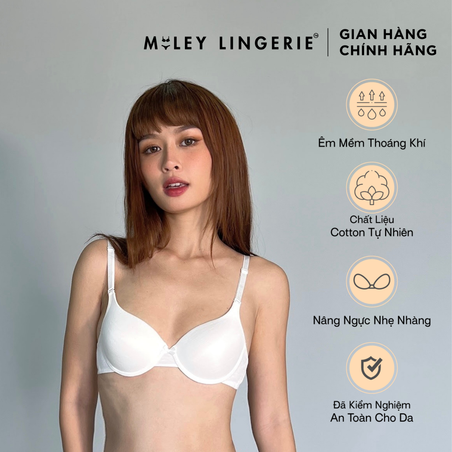 Áo Ngực Cotton Có Gọng Mút Mỏng 1cm Flexi Miley Lingerie BRC_012