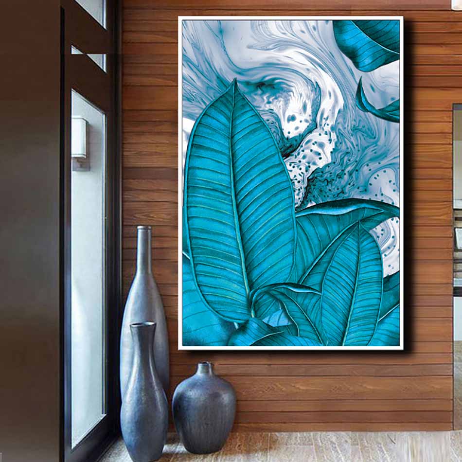 Tranh đơn canvas treo tường Decor Họa tiết lá xanh - DC188