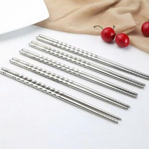 Set 2 vĩ  đũa Inox 304 chống trượt, chống ẩm mốc, chống cong vênh dễ dàng vệ sinh, vỉ 5 đôi đũa xoắn chống bỏng