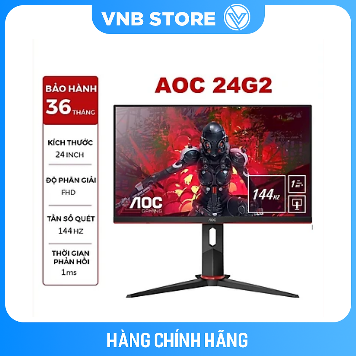 Màn Hình AOC 24G2 (23.8 inch/FHD/IPS/144Hz/1ms/250 nits/HDMI+DP+VGA/FreeSync) - Hàng Chính Hãng