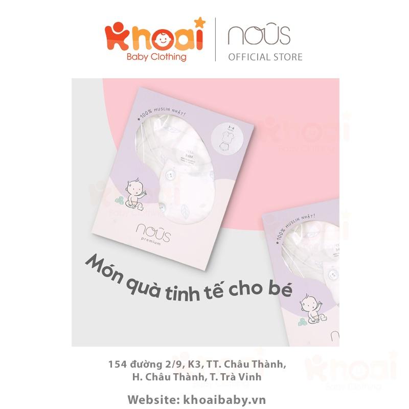 Bộ cài thẳng cộc Nous trắng hình ong nhỏ - Chất liệu Muslin