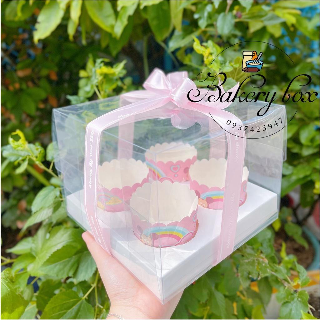 Hộp Đựng Cupcake Nhựa Trong 4 Ô - Hộp Quà Tặng