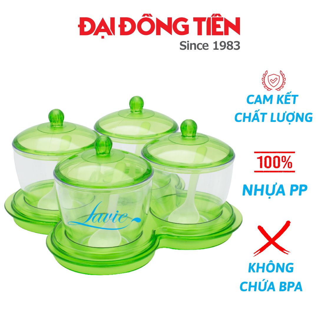 Bộ hộp nhựa Tasty đựng gia vị kèm muỗng múc dung tích 250ml chất liệu dày dặn thương hiệu Đại Đồng Tiến 100% nhựa PP an toàn cho sức khỏe