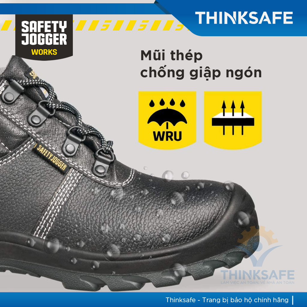 Giày bảo hộ lao động nam Safety Jogger Bestboy231 S3 SRC da bò, chịu nhiệt, chống nước dùng cho nhà máy, công trình