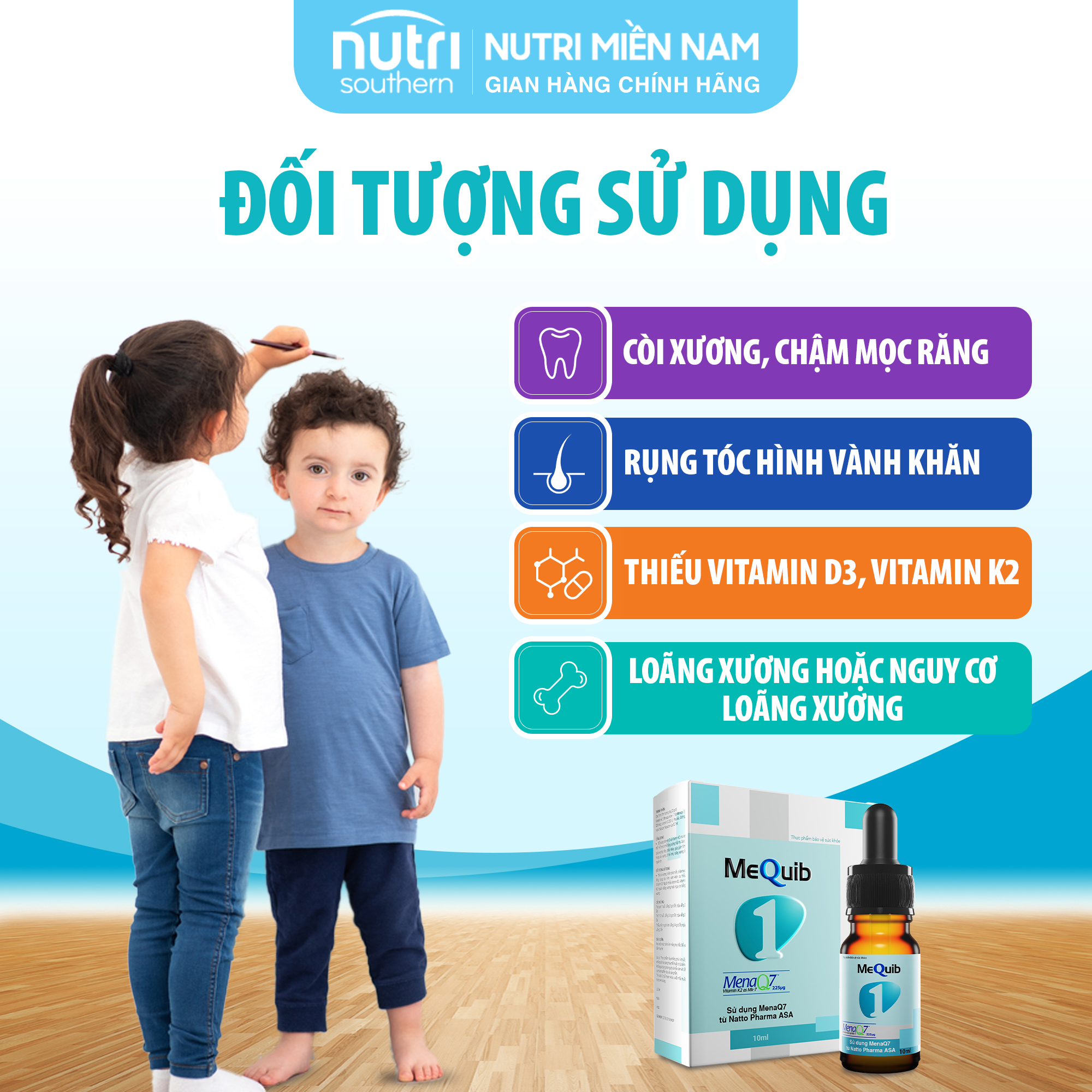 Vitamin D3 K2 MK7 MenaQ7 MEQUIB 1 - Giúp tăng cường hấp thu canxi và phát triển chiều cao