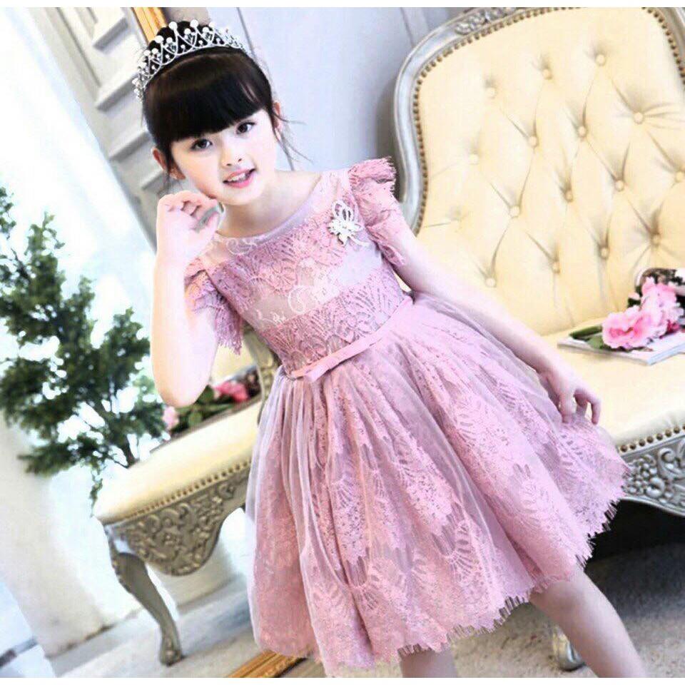 ĐẦM REN THẮT NƠ EO TẶNG CÀI ÁO