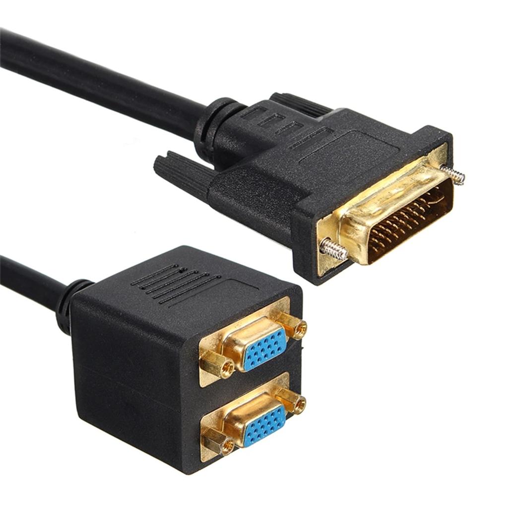 24+5 DVI-I Single Link Male to Dual VGA Ports Splitter Video Cable Adapter 0.25M/0.8FT