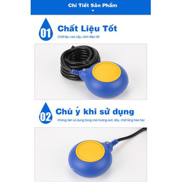 Phao điện máy bơm nước - Chống tràn, chống cạn tự động 5m