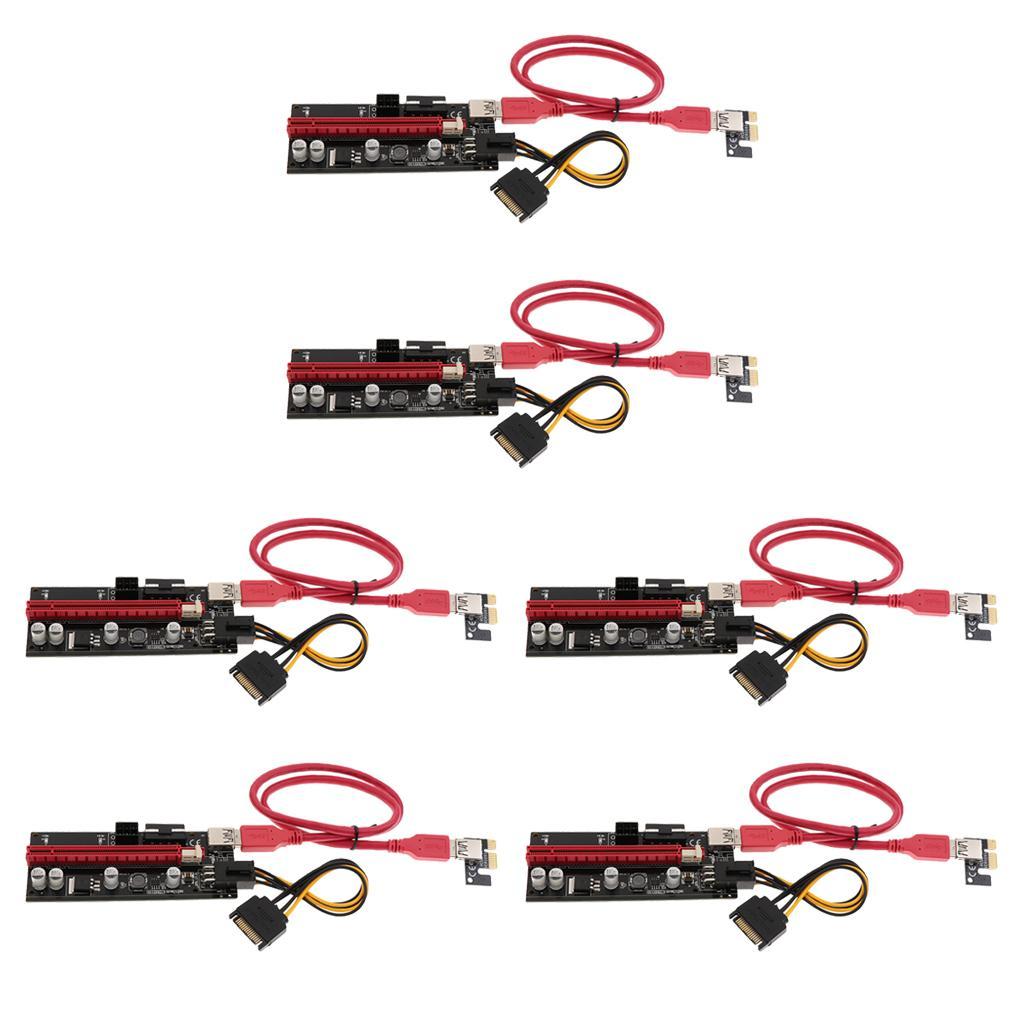 6Pcs/set PCI- 1x To 16x Extender Riser Card Adapter with USB3.0 Cables