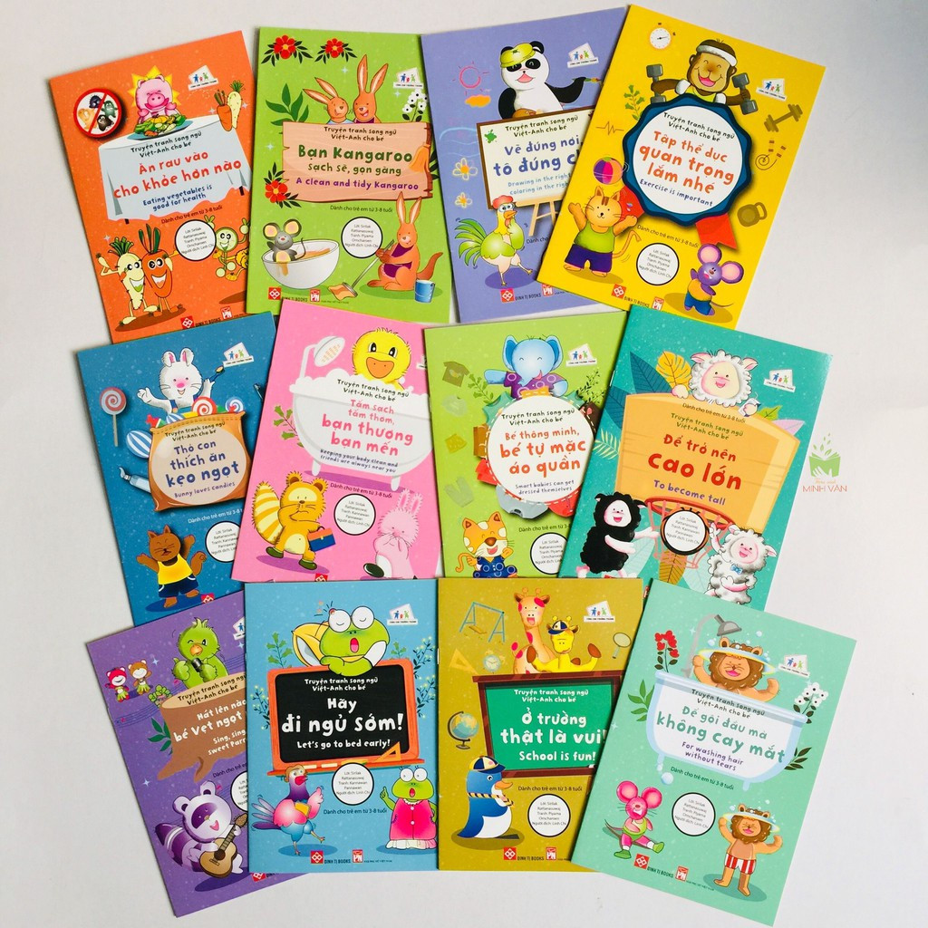 Sách - Truyện Tranh Song Ngữ Việt Anh Cho Bé - Combo 12 Cuốn - Đinh Tị Books
