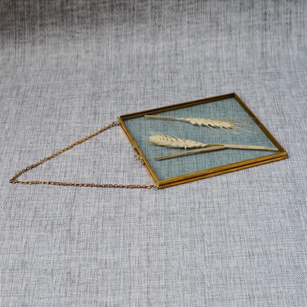 2x Antique Brass Hanging Glass Float Portrait Photo Frames 5x7 inch+4x6 inch