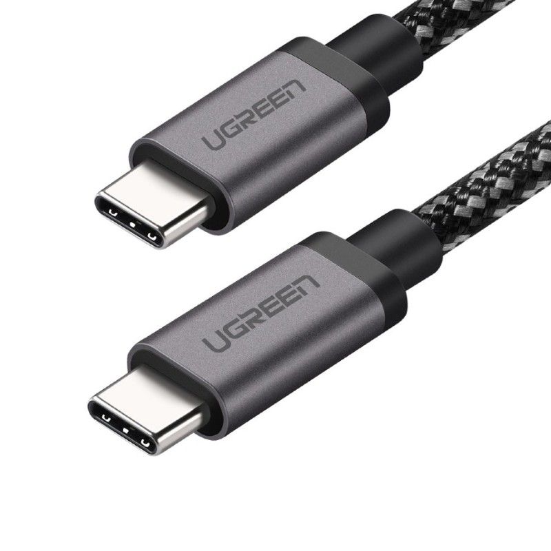 cáp USB 2 đầu type C dây bện dù đầu bọc nhôm Ugreen 316PD70429US 2M 100W PD màu đen hàng chính hãng