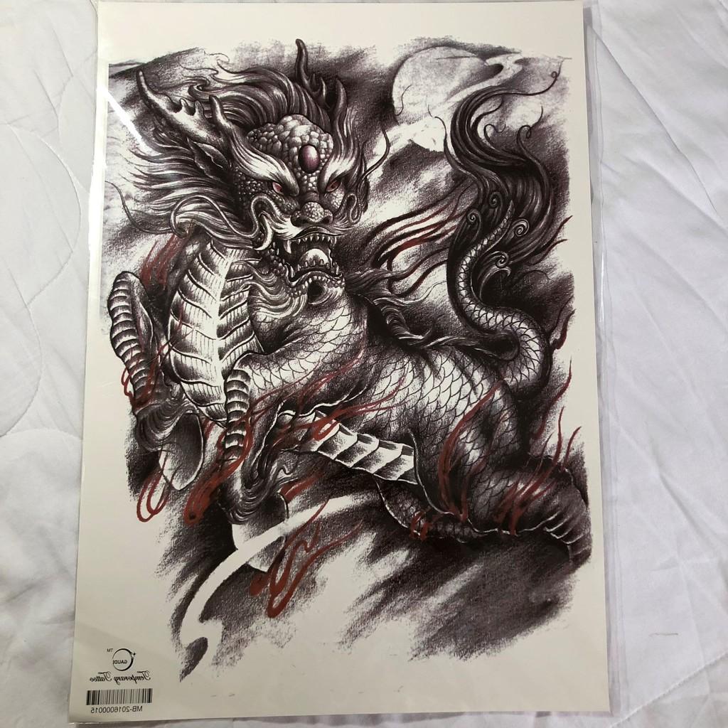 Kín lưng trắng đen kì lân 34x48cm- tặng bắp tay xinh