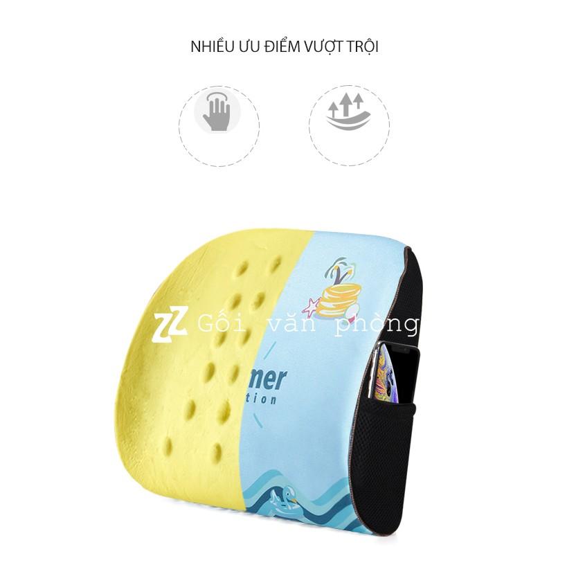 GỐI ĐỆM TỰA LƯNG MEMORY FOAM VỎ VẢI MÁT SUMMER ZURI PILLOW GTL-10 NÂNG ĐỠ CỘT SỐNG, CHỐNG ĐAU MỎI LƯNG