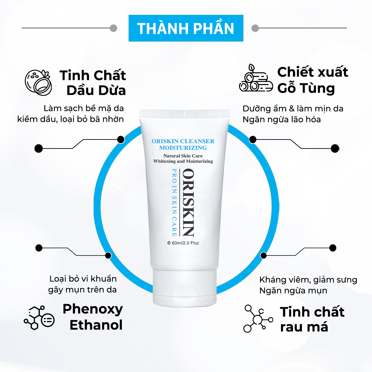 Sữa Rửa Mặt Trắng Da Oriskin Cleanser Moisturizing 