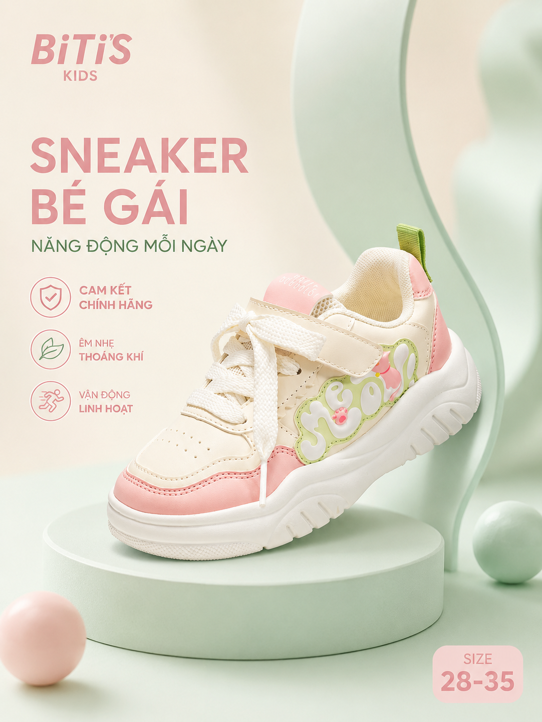 Giày Thể Thao Bé Gái Biti's Dino  ( 28-35)