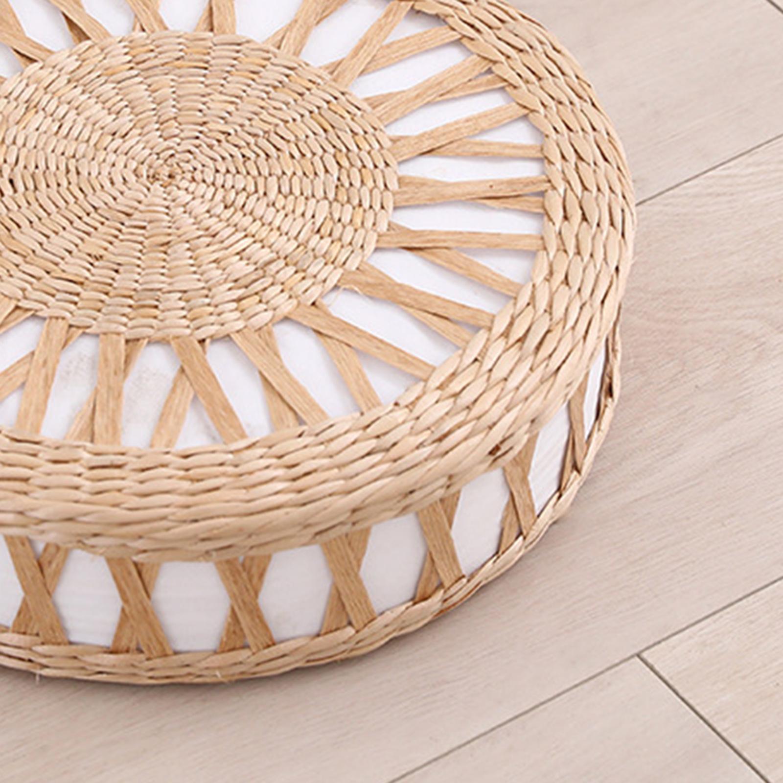 Japanese Flat Seat Cushion Handcrafted Breathable Straw Cushion