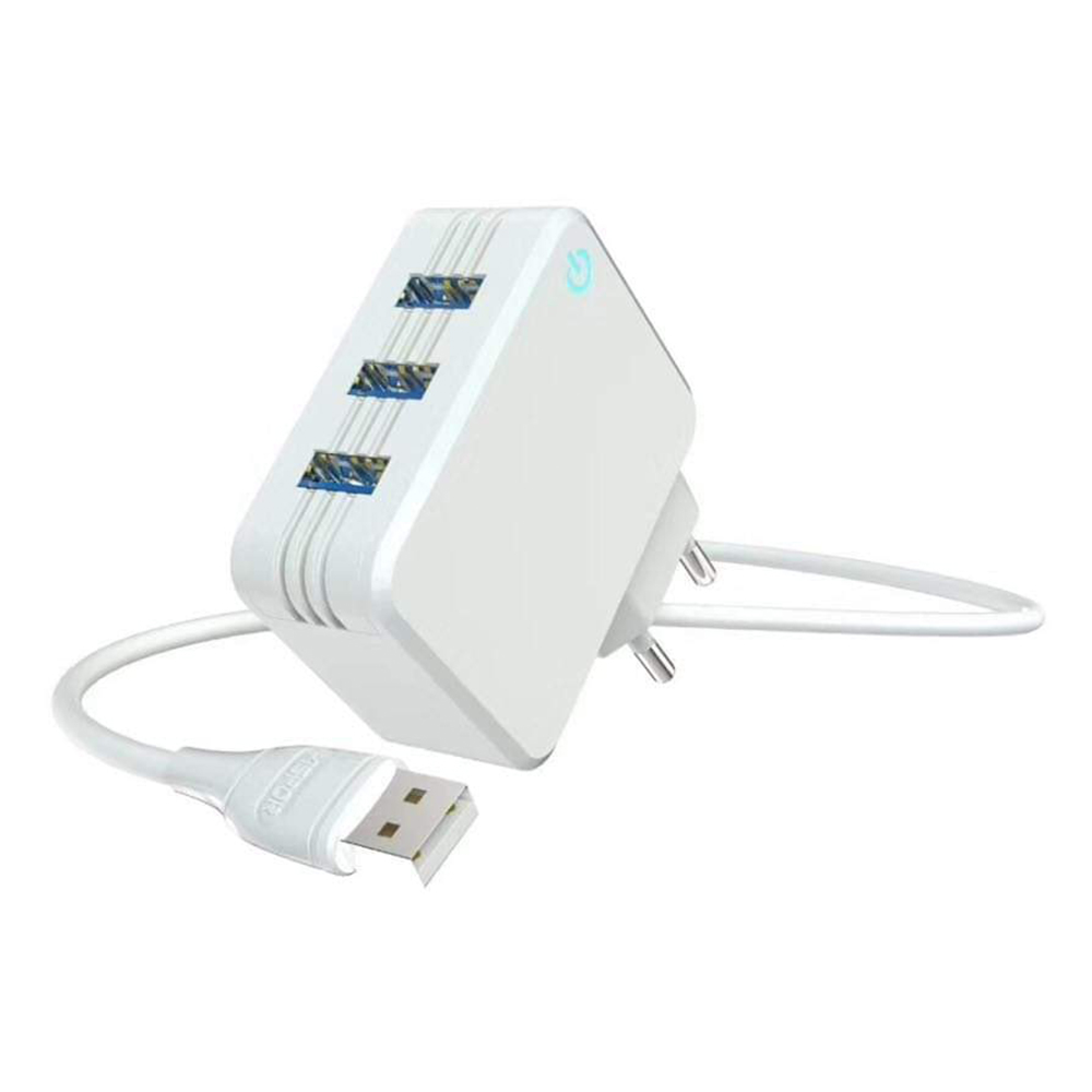 Cốc sạc 20W 3 cổng USB Có đèn Led báo điện  A831 - Hàng chính hãng