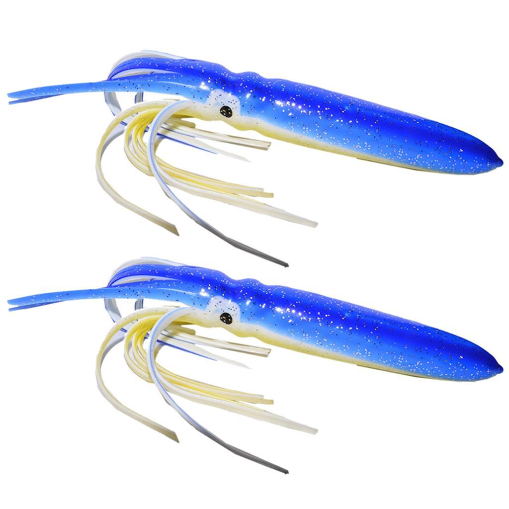 2PCS Fishing Lures Octopus Squid Skirt Bait Trolling Soft Lure Set, 18cm, 15g, Available in 4 Colors