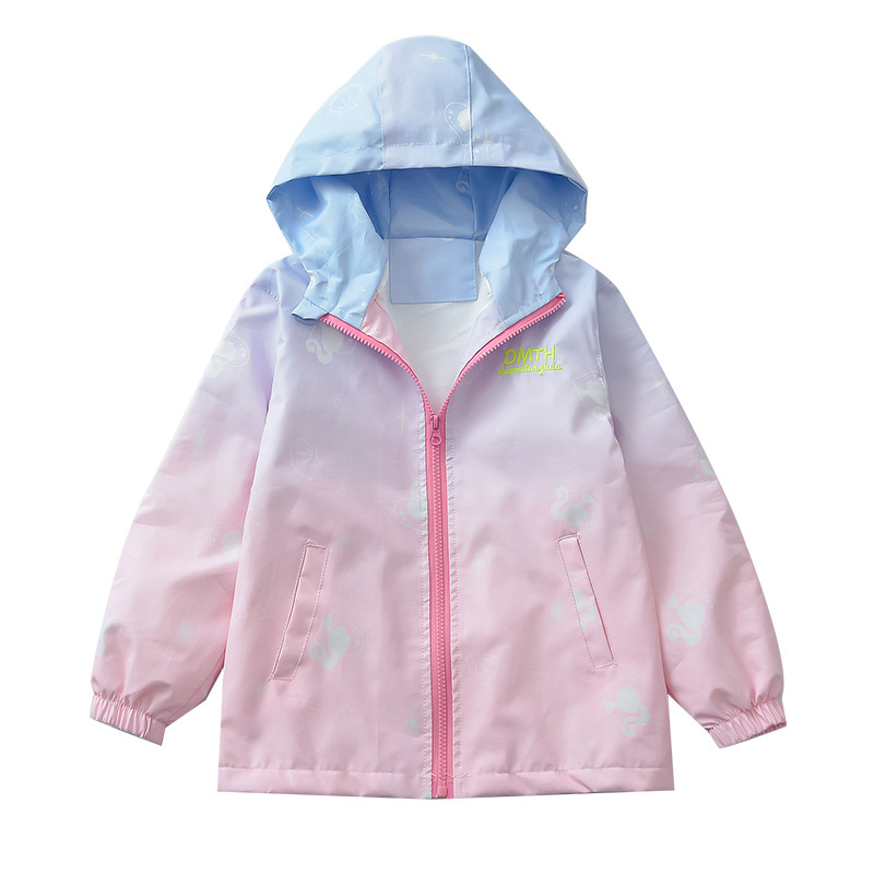 Áo gió hồng Pink 2 mặt bé gái kèm nón tiện lợi