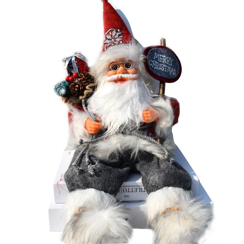 Ông già Noel đang ngồi Búp bê nhỏ màu đỏ Đồ trang trí Giáng sinh Búp bê ông già Noel Búp bê râu dài Bệ cửa sổ Lò sưởi trang trí Giáng sinh Ông già Noel (Xám)