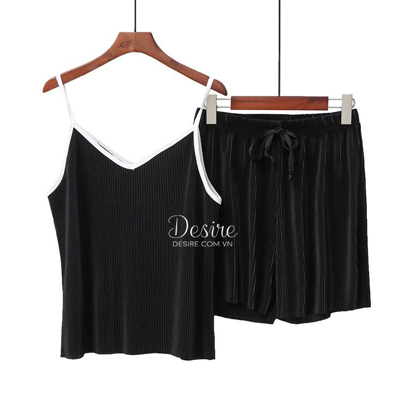 Đồ bộ hai dây mặc nhà chất thun gân bóng DBN-0026