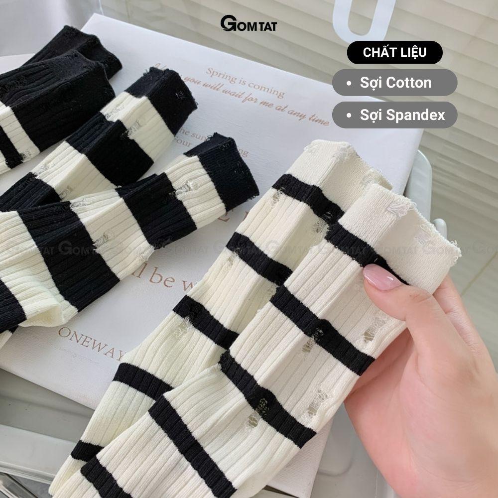 Tất vớ nam nữ cổ cao kiểu rách, phong cách Hàn Quốc, chất liệu cotton mềm mại - CAOWASH-PO-3025-1DOI