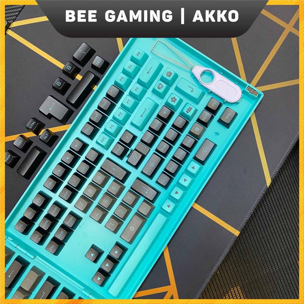 Bộ Keycap chính hãng AKKO - Black &amp; Cyan (PBT Double Shot / ASA Profile / 197 nút)