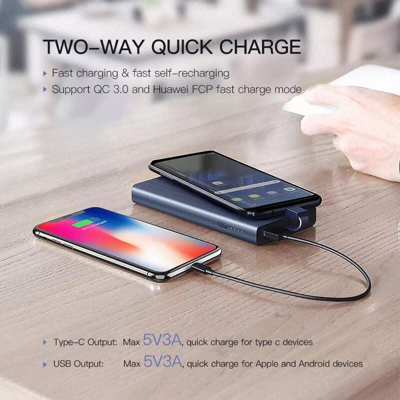 Ugreen UG40972PB108TK 10000mAh màu Xanh Sạc dự phòng + cáp sạc TypeC tích hợp - HÀNG CHÍNH HÃNG