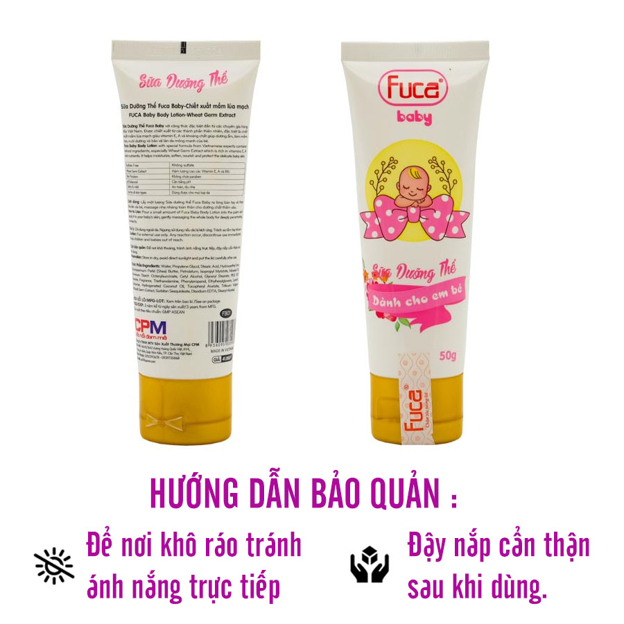 Sữa dưỡng thể Fuca Baby - Chiết xuất mầm lúa mạch (50g)