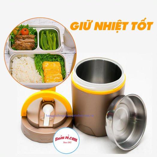 Hộp cơm văn phòng giữ nhiệt 2 tầng lõi inox - Cặp lồng ủ cơm, cháo Việt Nhật