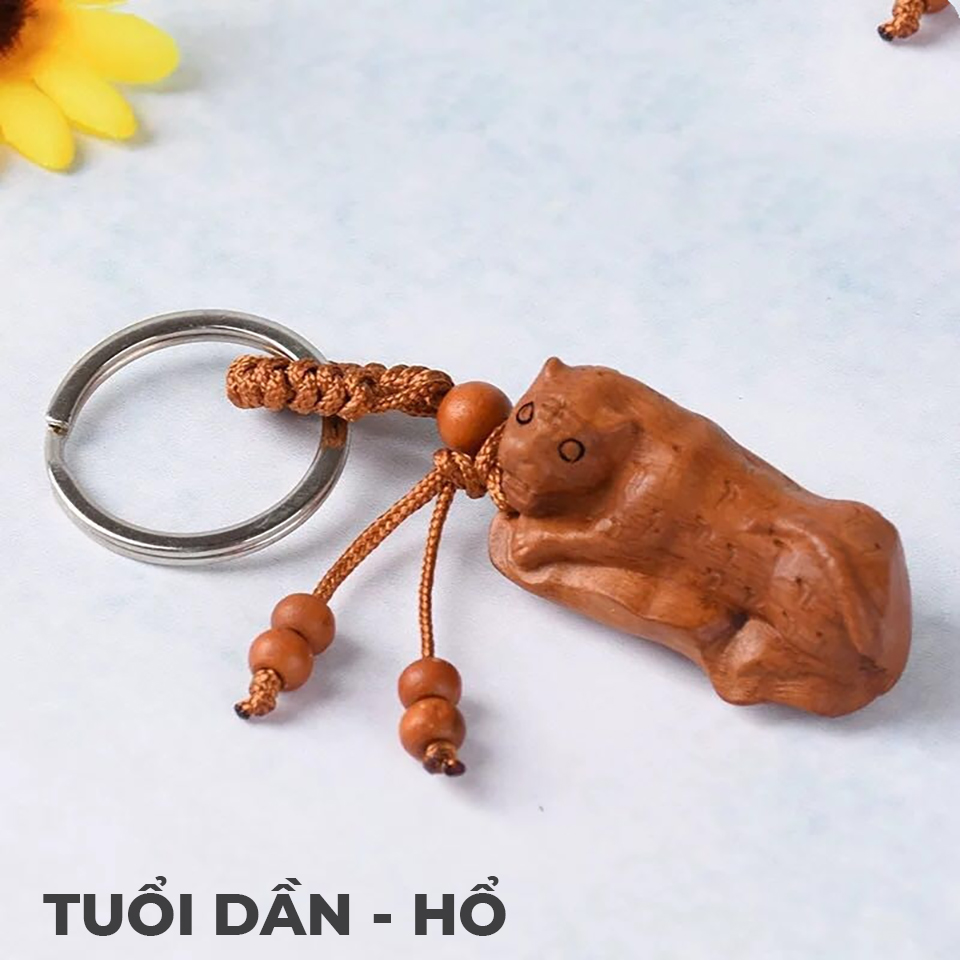 Móc Khóa Tuổi Dần Bằng Gỗ Quý Phong Thủy Theo Bản Mệnh: Thu Tài, Hút Lộc, May Mắn, Bình An - Hình Con Hổ