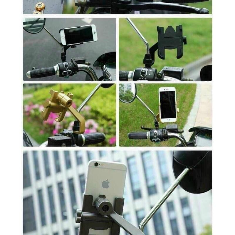 Kẹp điện thoại chân gương xe máy