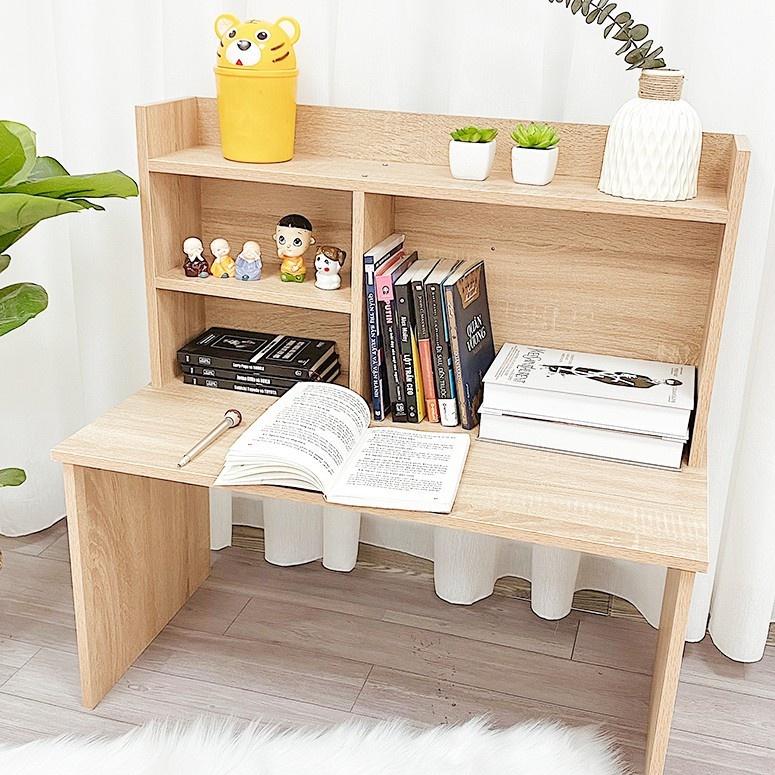 Bàn Làm Việc, Bàn Học Ngồi Bệt Vân Gỗ, Có Giá Sách Thông Minh, Tiện Lợi