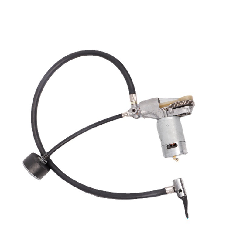 Động cơ máy bơm hơi 12V/120W hành trình xi lanh 25mm áp suất 150PSI lưu lượng khí 35L/phút, có đồng hồ báo áp suất - Chế bơm lốp cho ô tô xe máy
