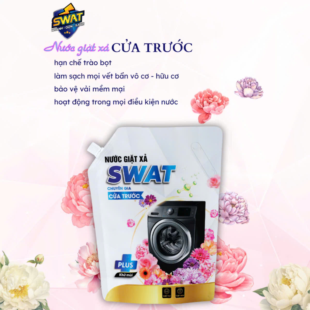 Nước Giặt Xả 5 in 1 SWAT Hương Hoa Mẫu Đơn 3.5kg - Chuyên gia cửa trước