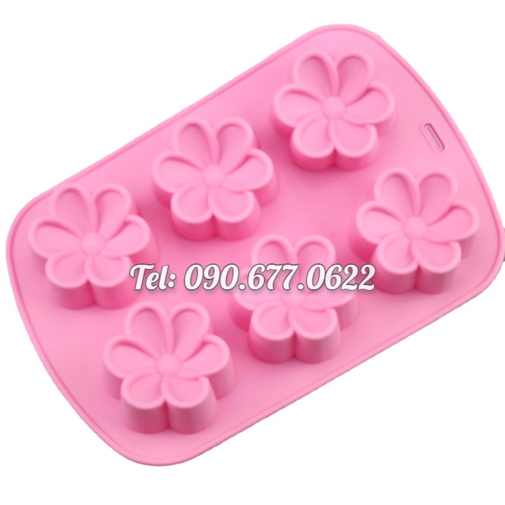 Khuôn silicone làm bánh, rau câu 6 hoa mai – Mã số 1482