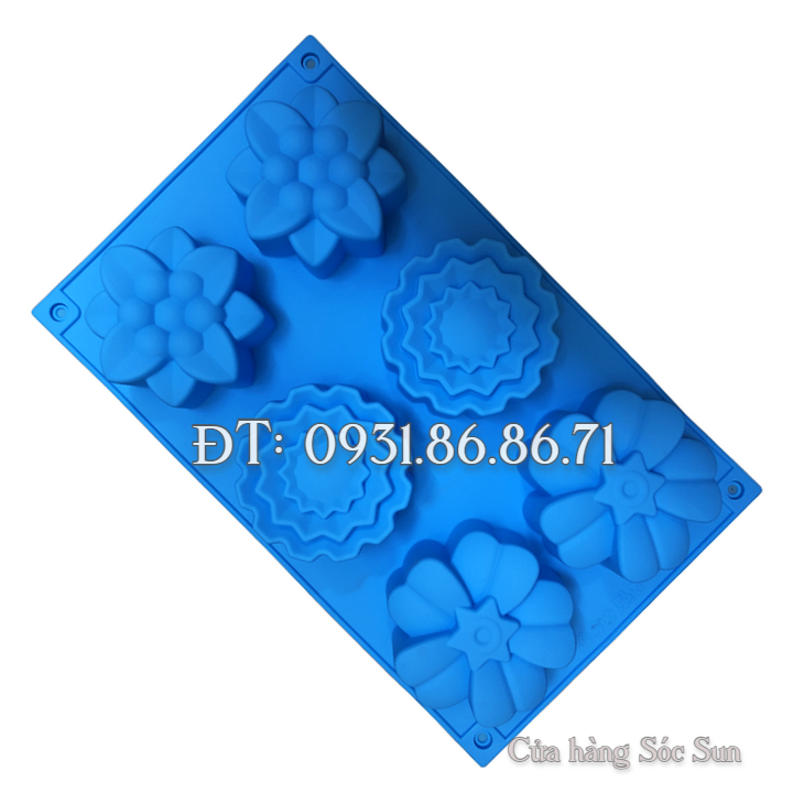 Khuôn silicon 6 hoa các loại – Mã số 1337