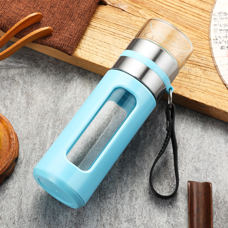 Bình Trà Thủy Tinh 2 Lớp Cách Nhiệt Có Ngăn Trà Thủy Tinh 500ml